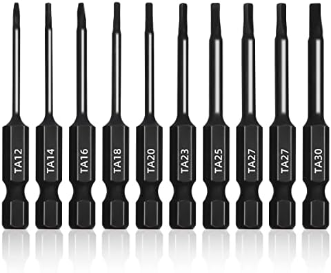 Triangle Drill Bit Set (10 Pack - 2.3" Long Magnetic Heads) In the Following Triangle Screwdriver Sizes: TA12, TA14, TA16, TA18, TA20, TA23, TA25, TA27 (x2), TA30