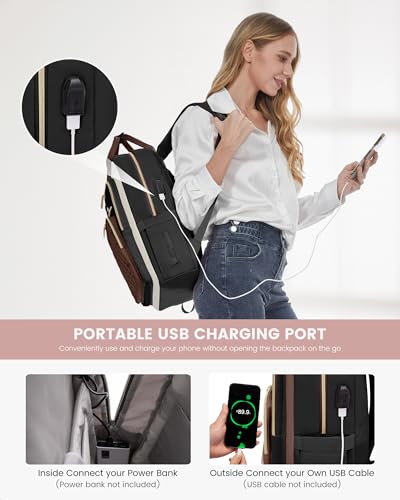 Image of LOVEVOOK Laptop Backpack Purse for Women, 15.6 inch Laptop Bag for Travel with USB Port, Water Resistant Lightweight Daypacks for College Work Business, Nurse Teacher Computer Backpacks