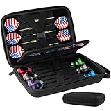 Darts Case Holds 12 Darts & Accessories EVA Holder with Mesh Pocket Zipper Closure Cases for Steel and Soft Tips with Inner Fixer & Outer Loop Protective Storage