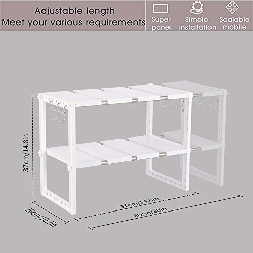 SMONTER Expandable Under Sink Organizer 2-Tier Adjustable Shelf Organizer with 10 Removable Panels and Stainless Steel Pipes with Hooks, Multifunctional Storage Rack - Image 3