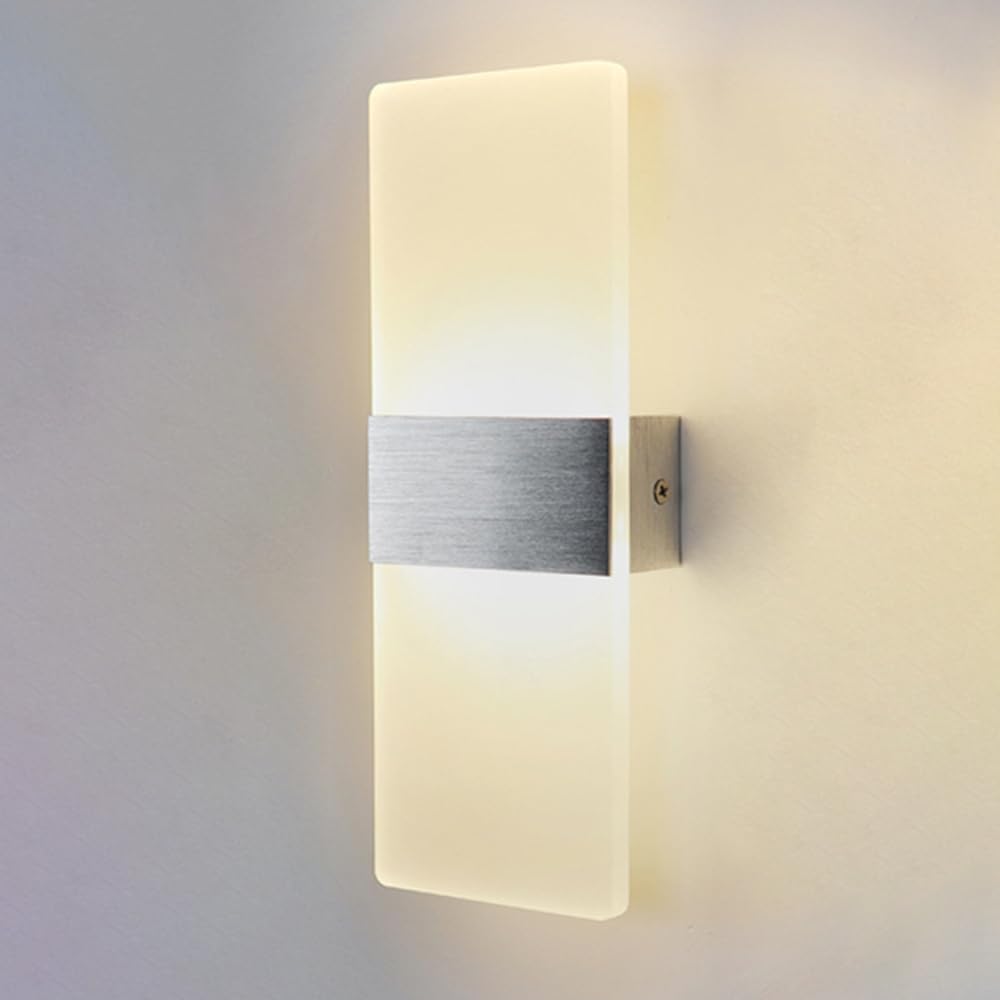 ZHKABEG Modern LED Wall Sconce, Up Down Wall Lights Acrylic Wall Lamp with 3 Color Mode, Indoor Hardwired Wall Mounted Lighting Fixture for Bedroom Living Room Hallway Corridor Stairs