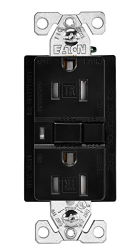 Eaton TRAFCI15BK 15 Amp Tamper Resistant AFCI Receptacle, Black Finish Eaton TRAFCI15BK 15 Amp Tamper Resistant AFCI Receptacle, Black Finish