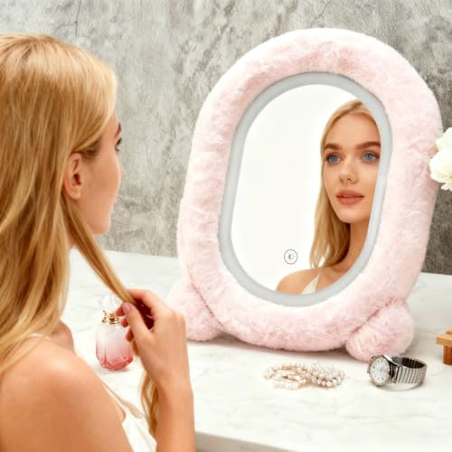 Espejo de maquillaje iluminado 12x16 pulgadas ovalado rosa miniatura 5