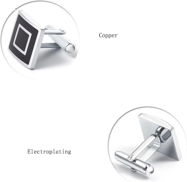 Electroplated Silver Square Enamel Metal Cufflinks VintageCuff Nails