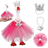 NCXFTP Desk Goose Outfits, Decorative 7 Inch Desktop Goose Clothes Set with Crown and Tutu Dress, Ideal for Home Decor and Cosplay Events, Three-Piece Mini Outfits for Festive Display and Photo Props