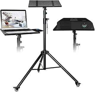 LUXBURG Laptop Projector Floor Stand with Mouse Pallet & Phone Holder, Adjustable Height from 110 - 210 cm / 43 - 82 inch, Multi-functional Tripod Stand Perfect for Laptop, Projector, DJ Devices