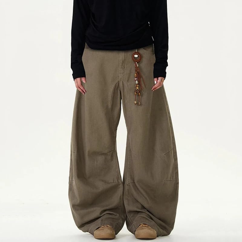 Men's Jeans Solid Color Pants Casual Straight Baggy Wide Leg Male Denim Pants3