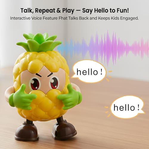 Image of WireScorts Interactive Pineapple Robot Fruit Dancing Toy with Light and Music, Electric Swing Action, Voice Repeat Feature, Soft Lighting Effect, Kids Sensory Toy