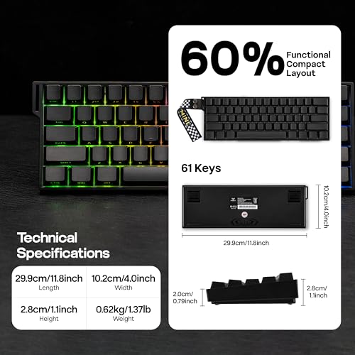 Clavier à effet Hall Aula Mini60 HE PRO avec actionnement réglable et RVB - 4
