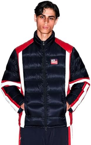 Armani Exchange Mens Colorblock Tape Nylon Down Jacket