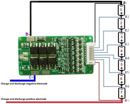 DollaTek 24V 20A 7Series BMS Protection Board with Balancing for Lithium Li-ion LiFePO4 Battery Pack