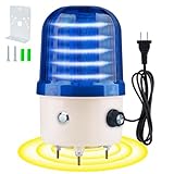 Industrial LED Rotating Warning Light, AC110V Red Strobe Light for Public Emergency Alarms, Indoor/Outdoor Safety Siren with Volume Adjustment/Plug and Buzzer (Blue PRO(0-130dB,AC110V))