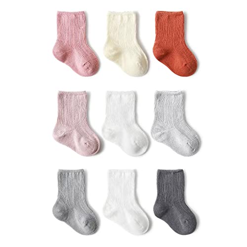 Image of SHARELY SHEEP Toddler Socks Unisex Baby Baby Crew Cotton Cuff Socks for Infant Girls Stocking Stuffer for Kids 0-36 Months