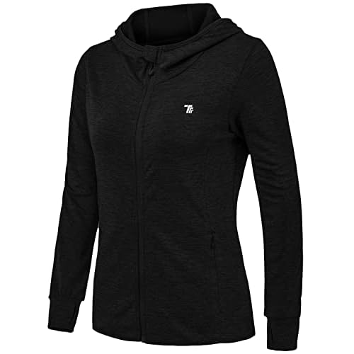 Women’s Running Jackets with Thumb Hole,Long Sleeve Gym Sport Zip Up Hoodie Top Breathable Quick-Dry Tops with Zip Side Pocket