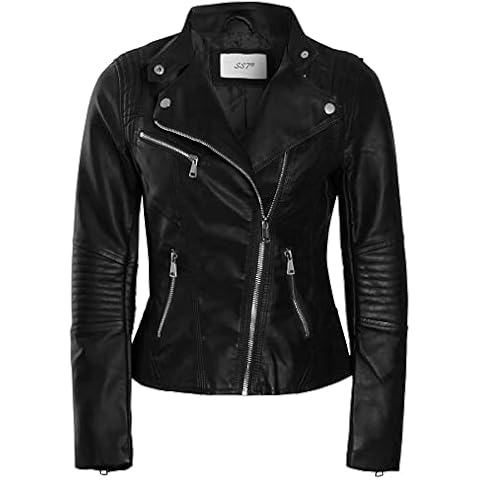 SS7 Women's Faux Leather Biker Jacket Cover