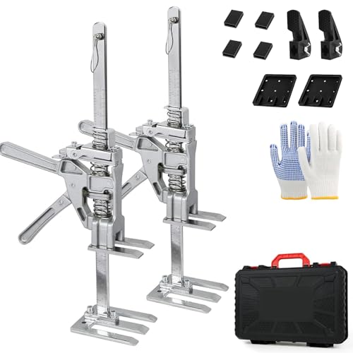 Lève-plaques Manuel, 2 Pièces Cric Manuel Meuble Panneau Porte Outils de Levage avec Valise, Fonction de Levage Lent et Rapide, Jusqu'à 440 lbs, Dispositif...