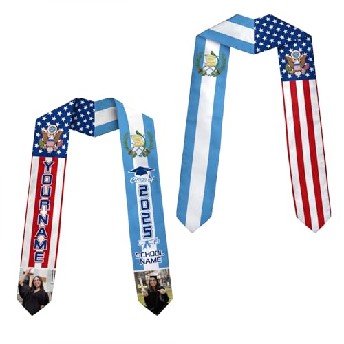 MonkeyVan Personalized Guatemala Graduation Stole, Guatemala American Flag Graduation Sash Guatemalan Grad Stole Class Of 2025 Gtml 2