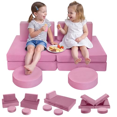 MeMoreCool Toddler Play Couch Set in Dusty Rose