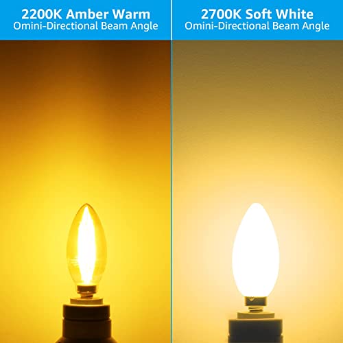 TORCHSTAR 6-Pack Dimmable E12 LED Candelabra Bulb Amber Glass 2200K — view 4