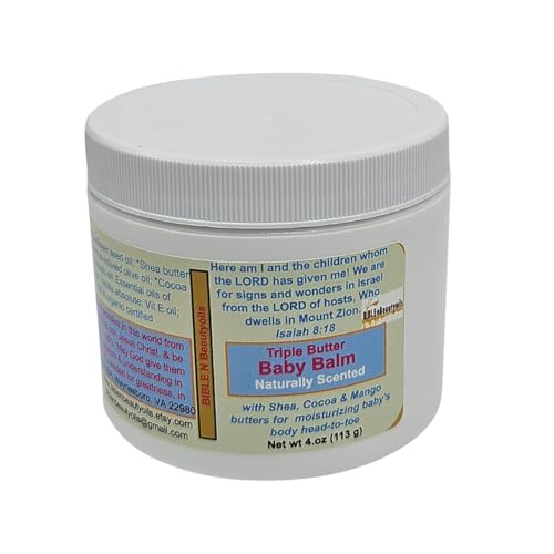 BiblenBeautyoils Triple Butter Baby Balm Newborn Essentials to Nourish, Moisturize and Protect Baby’s Delicate Skin, Organic Natural Ingredients, Bible Scriptures, & Prayers, Naturally Scented