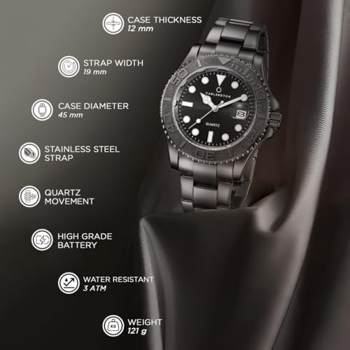 Image of Carlington Meridian Series Analog Men Wrist Watches with Stainless Steel Chain Strap & Date Display | Fashion Watches for Gents | CT - 4010