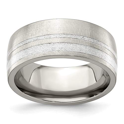 Edward Mirell Titanium 925 Sterling Silver Brushed 9mm Wedding Ring Band Size 9.00 Man Classic Flat Fancy Precious Metal Fine Jewelry For Dad Mens Gifts For Him