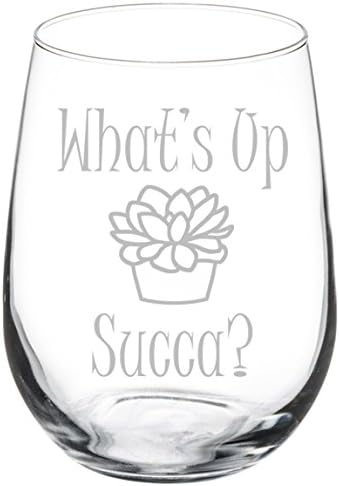Copa de vino divertido cactus suculenta What's Up Succu (17 oz sin tallo)