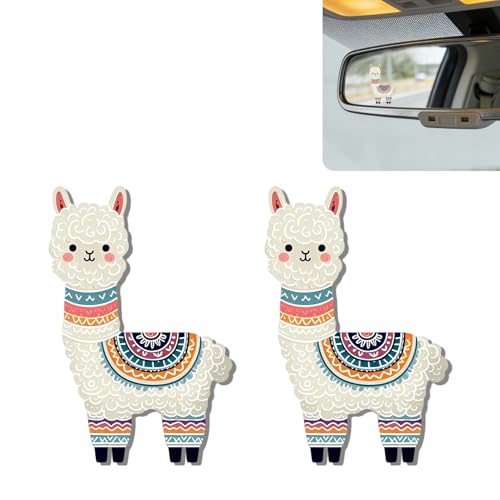 2Pcs Alpaca Rear View Mirror Sticker Waterproof Vinyl Car Window Decal