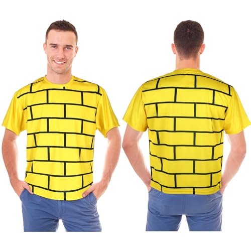Croloose Yellow Brick Shirt Halloween Costume Cosplay Holiday Party Costume Adult Mens Womens Novelty T-Shirts(XL)