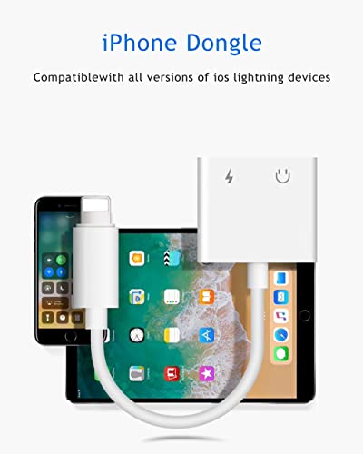 [2 Pack] Apple Lightning Jack Headphone Adapter，2 In 1 Lightning To 3.5Mm Aux Audio Dongle Headphone Accessories Compatible With Iphone 14/13/Xr/X 8 7/Ipad Audio Earphone Adapter For All Ios System #TOP1