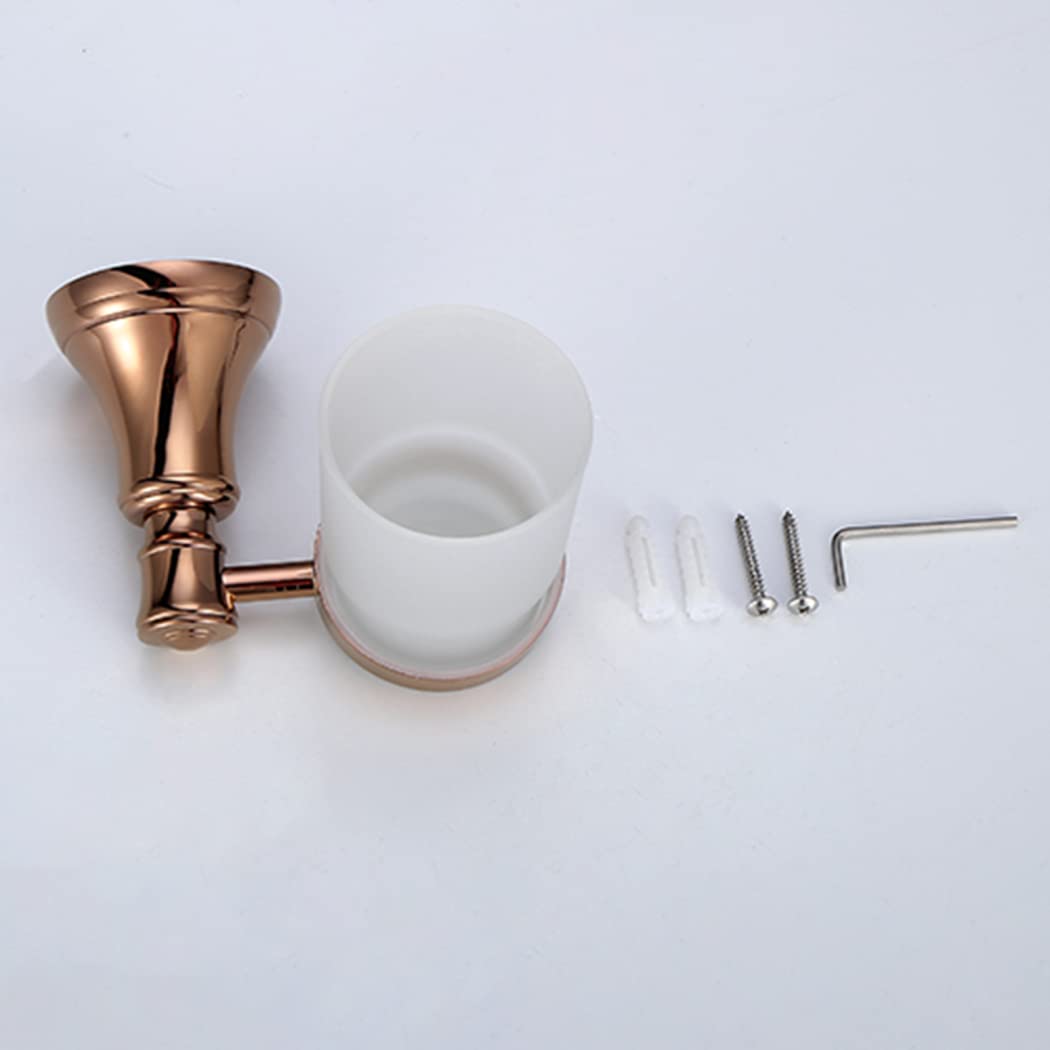 WRIST Zahnbürstenhalter, Zahnbürstenhalter Aus Roségoldenem Messing Mit Milchglasbecher Wandmontierter Zahnbürstenbecherhalter Mit Schrauben