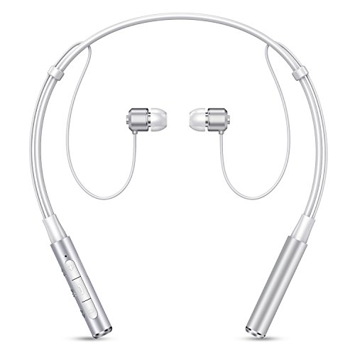 Bluetooth Headphones, Senbowe Magnet Wireless Neckband Bluetooth Headset V4.1 Stereo Noise Cancelling Sweatproof Sports Earbuds with Mic (White)
