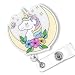 Cute Unicorn Badge Reel Retractable, Funny Badge Reel for Nurse Nursing Student RN MA CNA LPN Medical Worker & Teacher, Personalized Nurses Week Gifts, Unicorn Lovers Badge Holder with Alligator Clip
