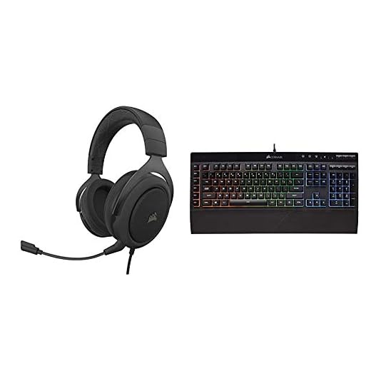 Corsair HS60 PRO - 7.1 Virtual Surround Sound Gaming Headset w/USB DAC - Carbon & K55 RGB Gaming Keyboard – IP42 Dust and Water Resistance – 6 Programmable Macro Keys – Dedicated Media Keys