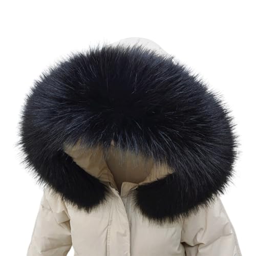 Faux Fur Trim for Hood Replacement, Winter Warmer Neck Warmer Wrap Scarf Detachable Collar for Coat Jacket Parka
