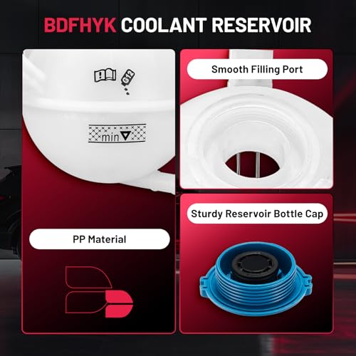 Image of BDFHYK Coolant Reservoir Expansion Tank with Cap for Audi A3 2006-2013 Q3 2015-2018 TT 2008-2016, for Volkswagen Jetta 2005-2018 GTI 2006-2014 Tiguan 2009-2017, Replaces 603-253 1K0121407A