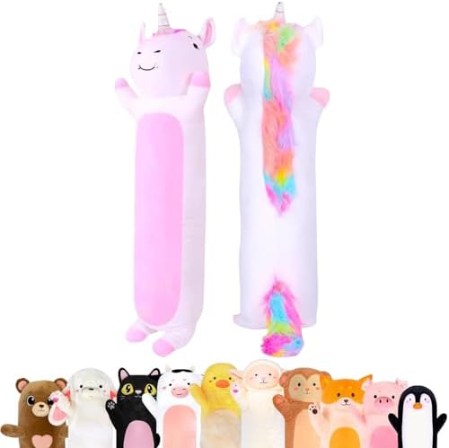 Unicorn Plush Body Pillow for Kids | Long Stuffed Animal Cuddle P...