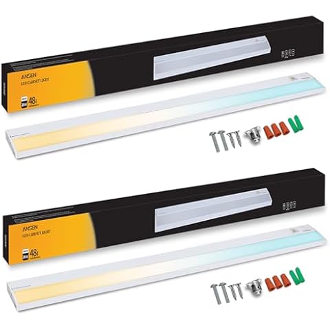 Ansen 2Packs of Under Cabinet Lighting Hardwired, 48in 26W Dimmable Led Light for Kitchen/Closet, CRI>92, R9>90, 3 Color Temperature, 3000K/4000K/5000K(Warm White, Cool White, Daylight) Cover