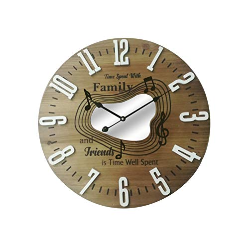 Rebecca Mobili Reloj Colgante Reloj Blanco Marrón, Moderno, Family Friends, Idea De Regalo - Medidas: 50 x 50 x 4,5 cm (AxANxFON) - Art. RE6583