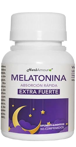 MELATONINA PURA EXTRA FUERTE (Suministro Por 12 Meses)|Suplemento Para Dormir De Liberación Prolongada | 365 Comprimidos De Alta Dosis Con 1 MG. De Melatonina I Sin Gluten Y Lactosa