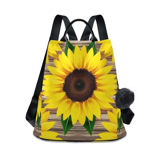 Mochila de girasoles amarillos para paseos urbanos con diseño rústico y cierre antirrobo
