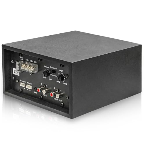 Image of 120W Dual Channel Car Amplifier with Bass Subwoofer Kit, Class AB 12V DC MOSFET Power Amp | Compact Premium Black Amplifier for Car Audio System