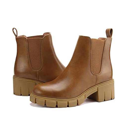 Image of starmerx Women's Platform Chelsea Ankle Boots Chunky Heel