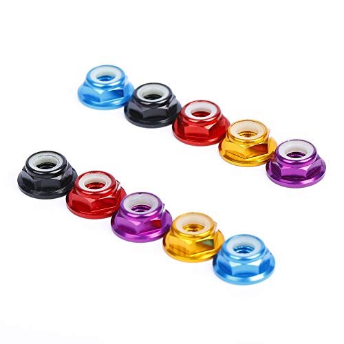 iFlight 25pcs M5 Lock Nuts CW Flanged Nylon Insert Aluminum Alloy Self-Locking Nuts for RC Drone Quadcopter Motor Prop Adapter FPV Parts (Mix Colors)