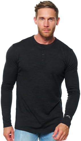Merino.tech 100% Merino Shirt Herren Langarm 3 Kragenformen Outdoor Alltag | Henley Shirt mit Knopfleiste, Rundhals, V-Ausschnitt kratzfrei, für Casual und Büro, Geruchshemmend, Fe