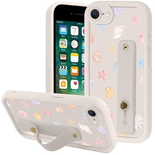Coque iPhone SE 2022 antichoc avec sangle main pour photos de voyage et appels vidéo en terrasse