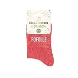 STC Chaussettes Paillettes Color�es Mot Fantaisie - Fofolle, Rose Saumon, Taille 36-42