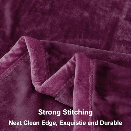 Image of JYK Fleece Plush Bed Blanket Queen Size 79'' x 91'' - Premium Silky Flannel Fleece Blanket 3.5 LB, Lightweight and Fluffy Cozy Plush Comfy Microfiber Fleece Blankets for Couch Sofa Bedroom, Purple