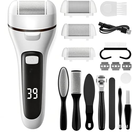 Lima Electrica Pies Durezas, kit Pedicura Electrico Profesional Quita Durezas, Callos Pies para Exfoliante Eliminar Durezas y Callos, Lima Pies Durezas Recargable con 3 Rodillos y 17 Herramientas
