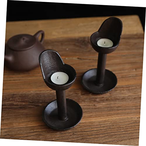 Miniatura 5 de Homocono Candelabro Estilo Retro Y Atractivo De Hierro Fundido Vintage Decoración Única Y Sencilla Para Portavelas De Té Para Dormitorio O Cena